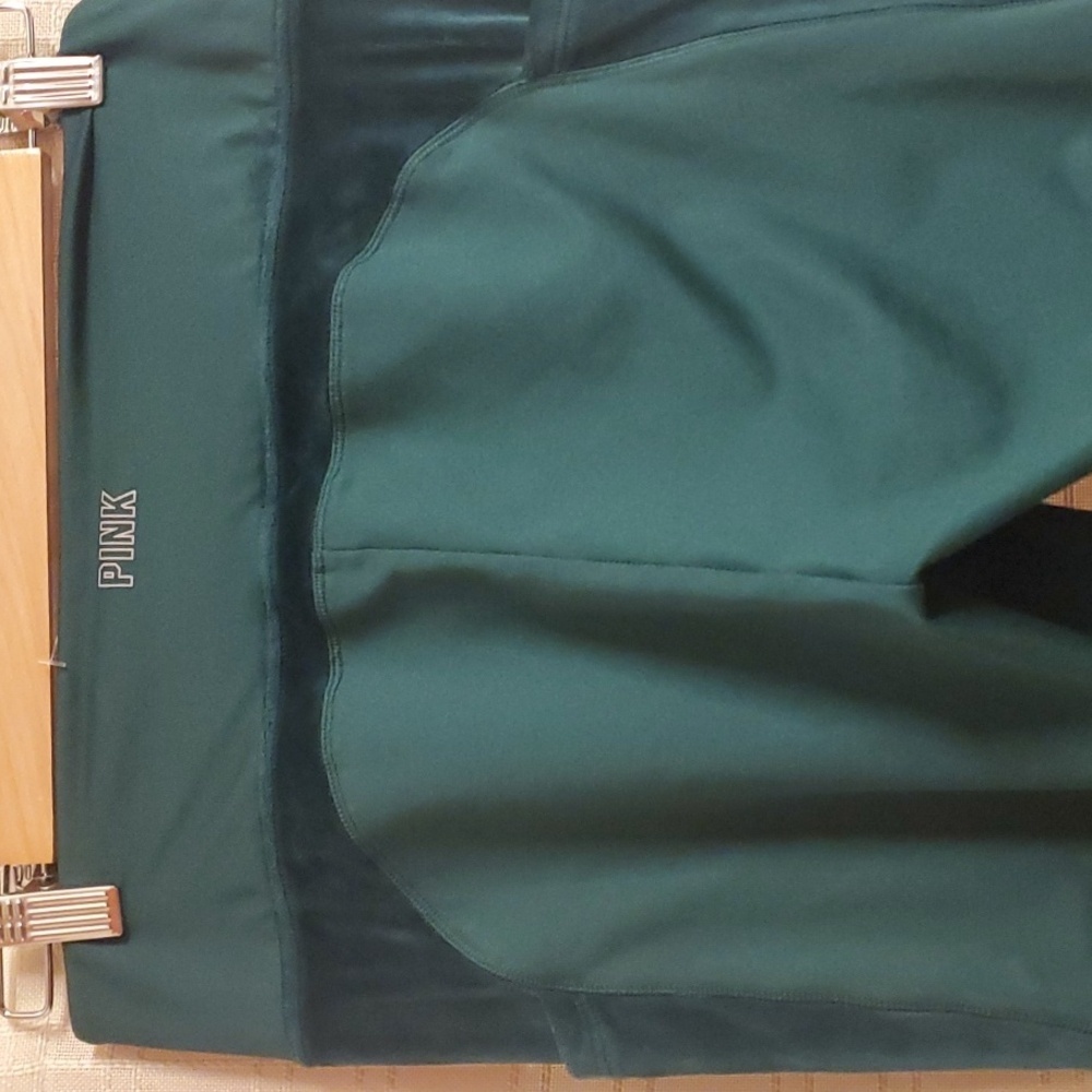 Pink Leggings Women's Size Large L Emerald Green Legging Velour Type Side Panels - Picture 9 of 13